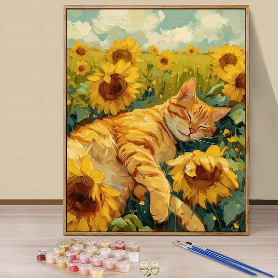JYLMOOD Paint by Numbers Kit for Adults Beginner, Easy DIY Oil Painting Kits On Canvas for Gift Home Wall Decor 16x20 Inch - Cat
