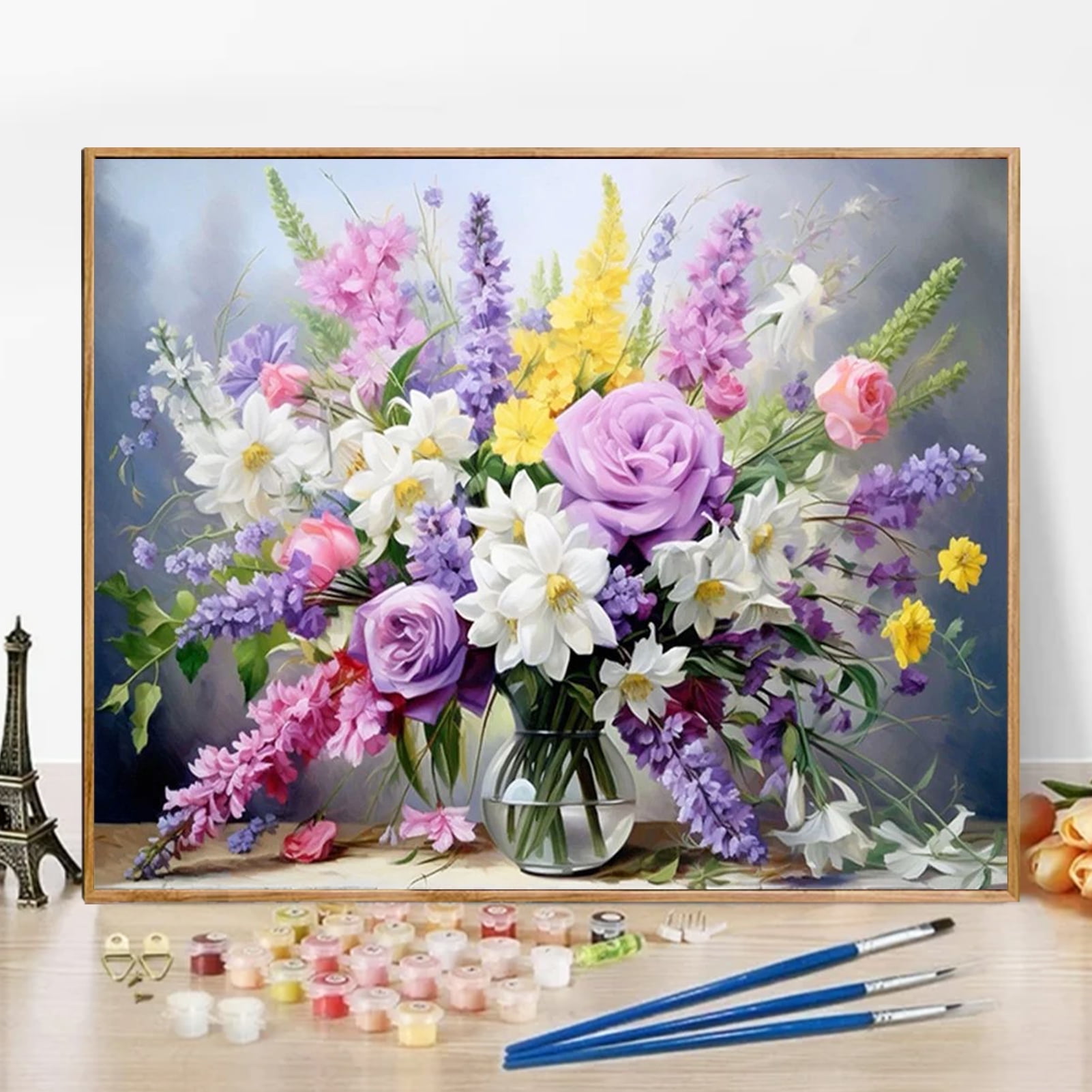 JYLMOOD Paint by Numbers Kit for Adults Beginner, Flower Easy DIY Oil ...