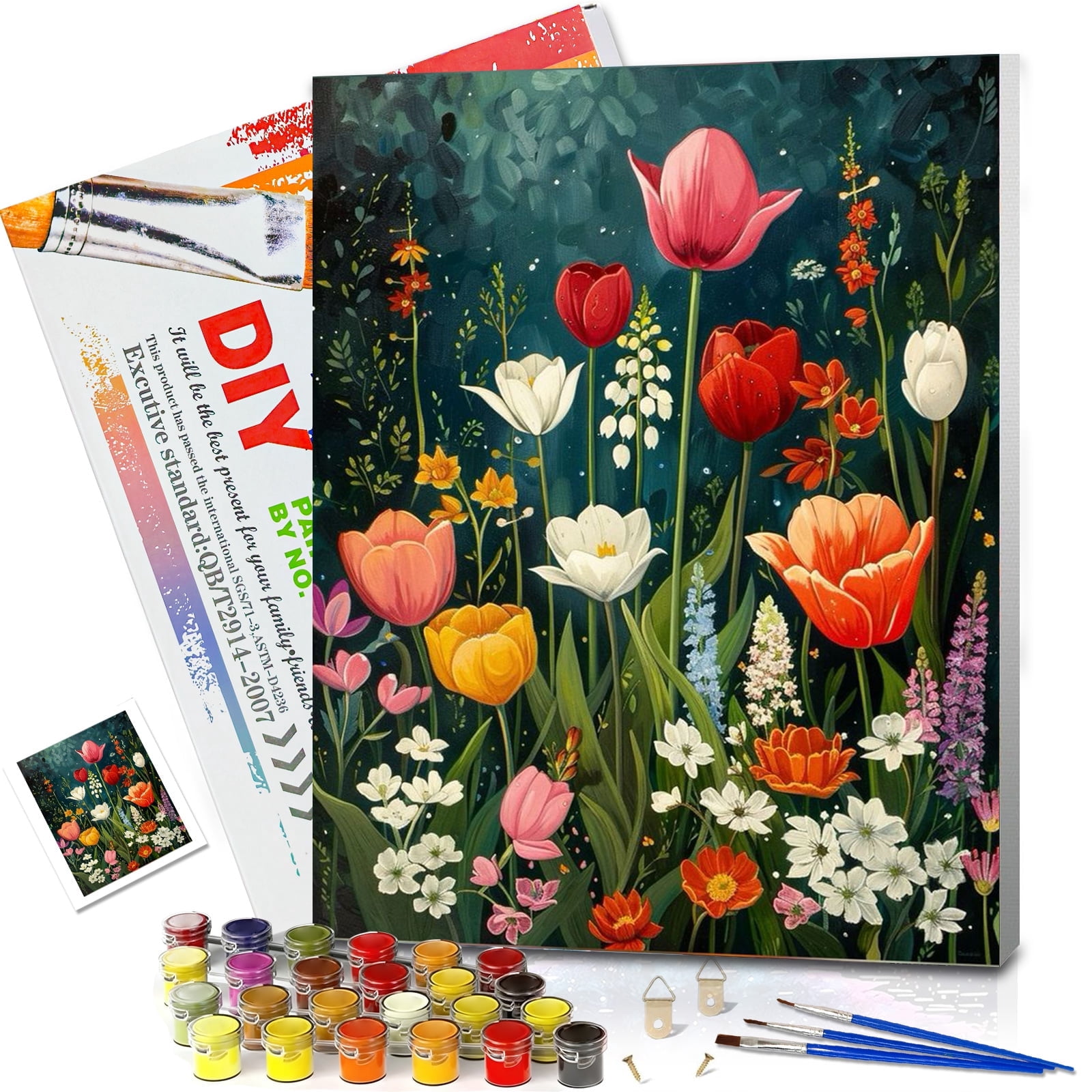 JYLMOOD Paint by Numbers Kit for Adults Framed Canvas - 12x16 Inch Rose