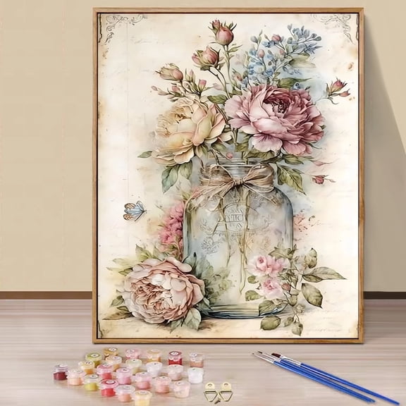 JYLMOOD Paint by Numbers Kit for Unisex Adults Beginner, Flower Castle Easy DIY Oil Painting Kits On Canvas for Gift Home Wall Decor 16x20 Inch