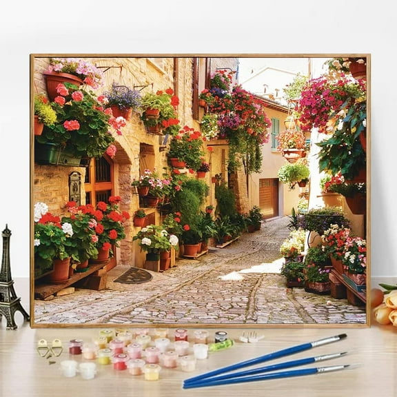JYLMOOD Paint by Numbers Kit for Unisex Adults Beginner with Full Accessories, Easy Oil Painting Kits On Colored Canvas, 16x20in, Relaxing Art Craft - Alley