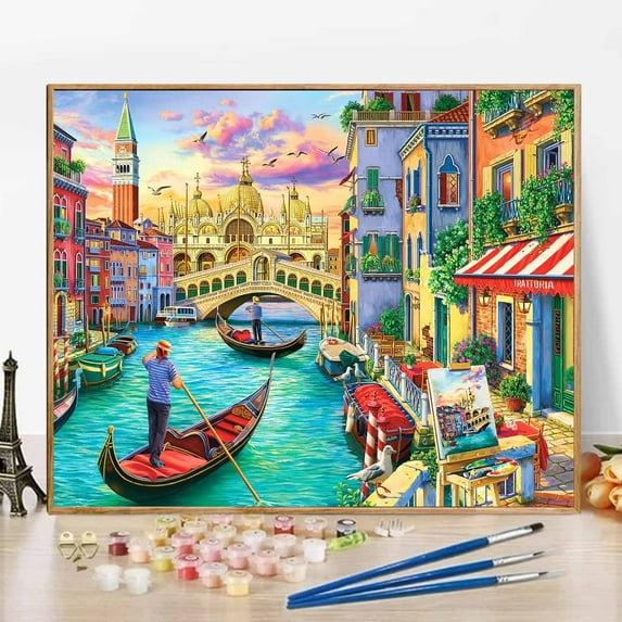 JYLMOOD Paint by Numbers Kit for Unisex Adults Beginner with Full Accessories, Easy Oil Painting Kits On Colored Canvas, 16x20in, Relaxing Art Craft