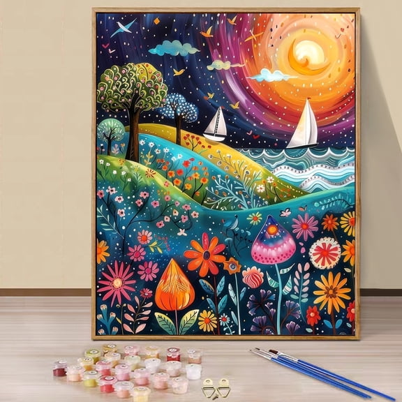 JYLMOOD Paint by Numbers Kit for Unisex Adults Beginner with Full Accessories, Easy Oil Painting Kits On Colored Canvas, 16x20in, Relaxing Art Craft