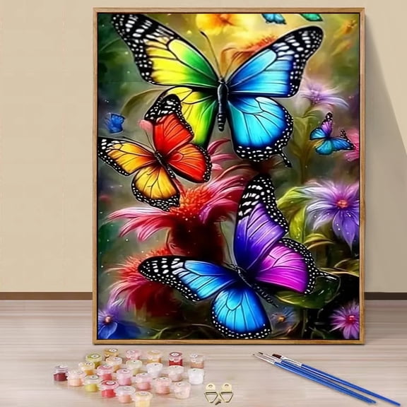 JYLMOOD Paint by Numbers for Adults Kits, DIY Easy Painting by Numbers for Gift Home Wall Decoration 16x20in without Frame - Butterfly