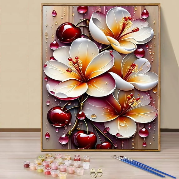 JYLMOOD Paint by Numbers for Adults Kits, DIY Easy Painting by Numbers for Gift Home Wall Decoration 16x20in without Frame-Flower