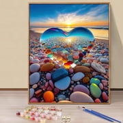 JYLMOOD Paint by Numbers for Adults Kits, DIY Seaside Love Easy Painting by Numbers for Gift Home Wall Decoration 16x20in without Frame)