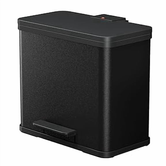 JYLP 0630-260 Oko Duo Plus L Kitchen Trash Can with 2.4 Gallon Bins, Rectangular Dual Compartment Recycling Step Bin, Black, 16.9" x 18.5" x 13.3"
