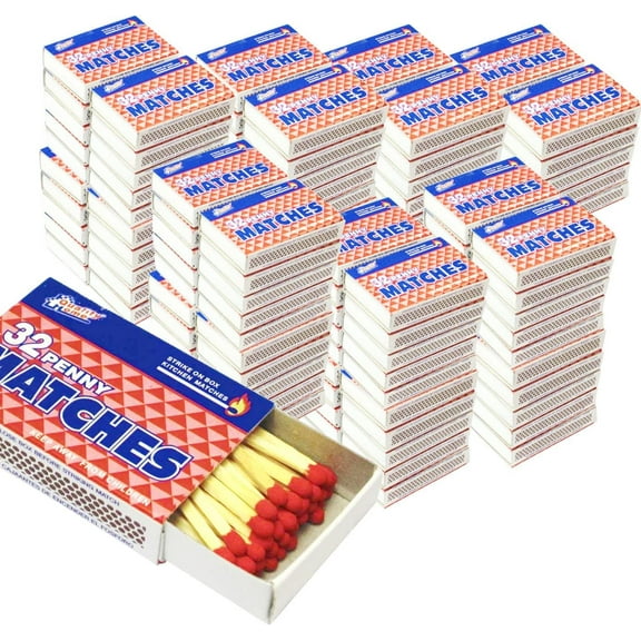 JYLP 1000 Boxes Wooden Matches, 32 Count Per Box, Strike on Box Matches for Kitchen Camping Fire, Bulk Wholesale