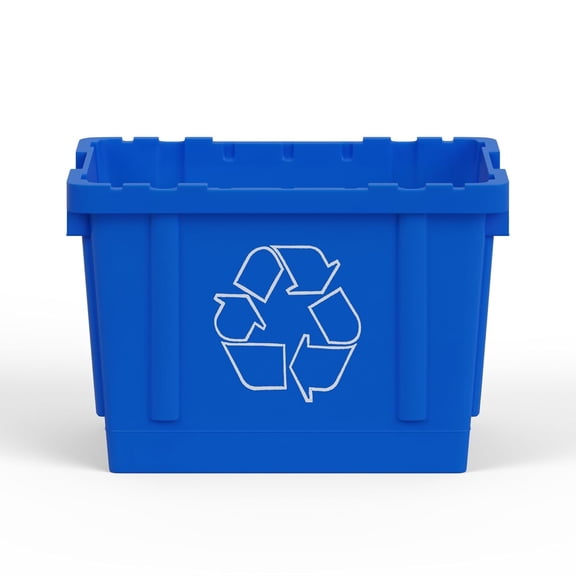 JYLP 14 Gallon Rectangular Blue Recycling Bin, Stackable Open-Top Plastic Waste Bin Indoor Outdoor Use