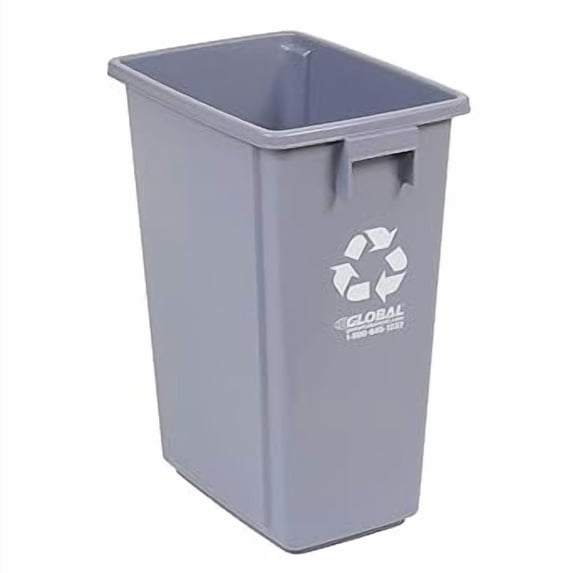 JYLP 15 Gallon Gray Indoor Recycling Container, Open Top Rectangular Plastic Bin with Built-in Handle, 12" W X 18" D X 24" H, Corrosion Resistant Polypropylene