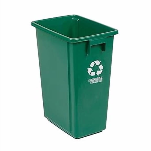 JYLP 15 Gallon Green Indoor Recycling Container, Open Top Rectangular Plastic Bin with Built-in Handle, 12" W X 18" D X 24" H, Corrosion Resistant Polypropylene
