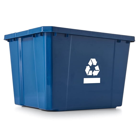 JYLP 17 Gallon Blue Plastic Recycling Trash Can, Portable Waste Bin with Built-in Handles for Home Office Garage