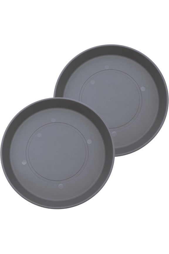 2 Pack 14 Inch Round Plant Saucer, UV Resistant Warm Gray Plastic Flower Pot Tray, Lightweight Weatherproof Indoor Outdoor Plant Drip Tray for Garden Patio Home Decor