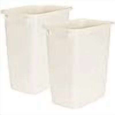 JYLP 2 Pack Bisque 5.25 Gallon (21 Quart) Rectangular Open-Top Plastic Wastebasket, Lightweight Trash Can for Kitchen Bathroom Home Office