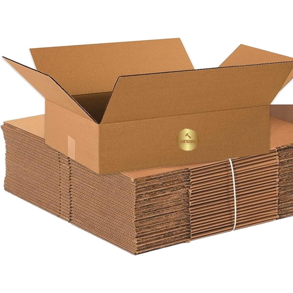 JYLP 20x20x4 Inch Flat Corrugated Shipping Boxes, Single Wall Medium Kraft Packing Boxes for Moving, Storage and Parcel Mailing, 10 Pack