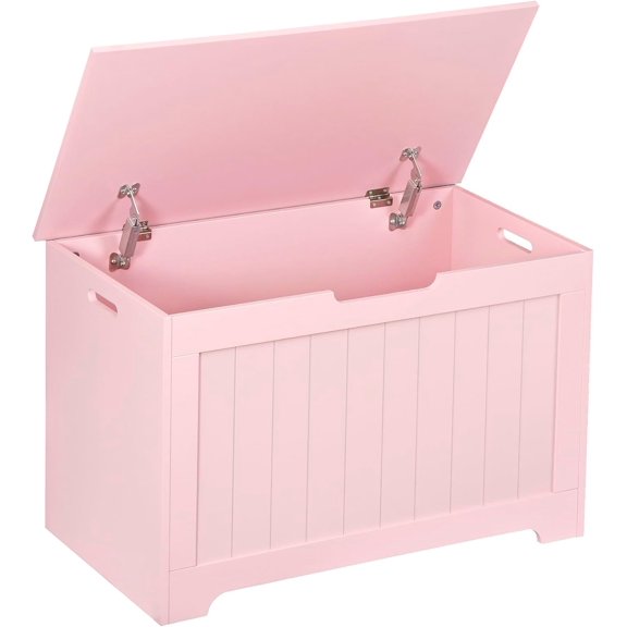 JYLP 30 Inch Wooden Storage Chest, Pink Lift-Top Storage Bench with 2 Safety Hinges, Engineered Wood Storage Trunk Box, Multifunctional Organizer for Bedroom, Living Room, Home Organization