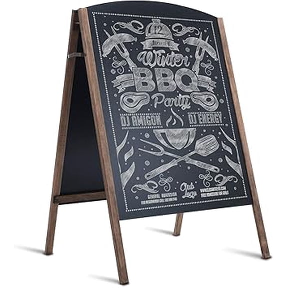 JYLP 40" x 26" A-Frame Chalkboard Sign, Rustic Wooden Double-Sided Standing Sandwich Board for Business, Wedding & Events
