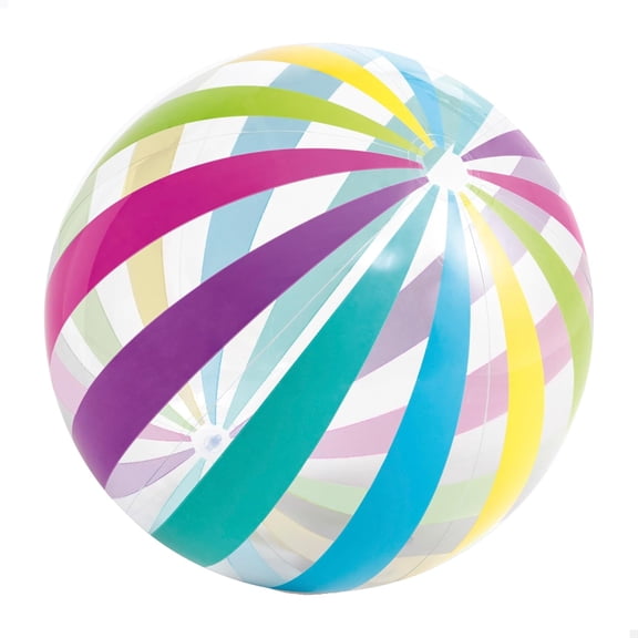 JYLP 42 Inch Giant Rainbow Beach Ball Transparent Inflatable With Repair Patch For Pool Summer Outdoor Fun