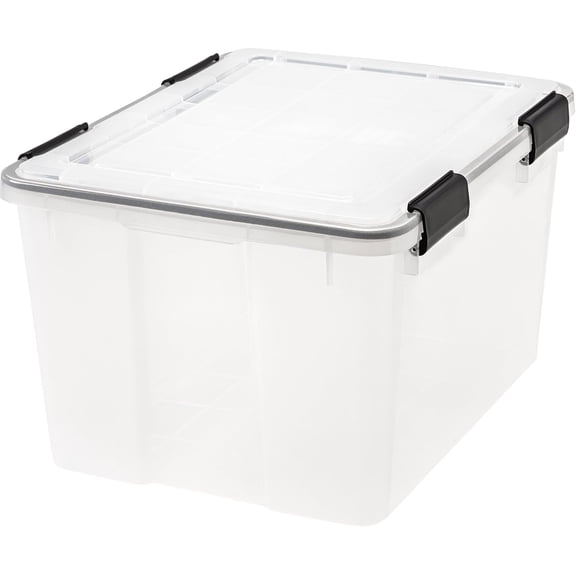 JYLP 46 Quart Clear Plastic Storage Box, Weather-Proof Stackable Bin with Black Latching Buckles 1-Pack