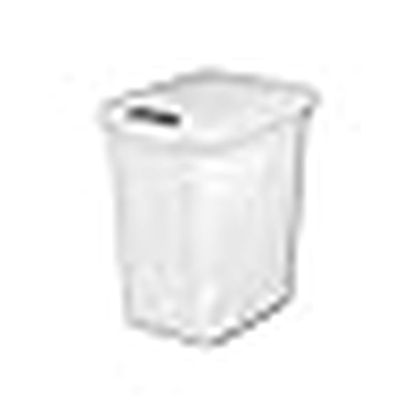 JYLP 7.5 Gallon White Plastic Trash Can, Touch-Open Lid Rectangular Wastebasket with Titanium Finish for Kitchen Bathroom Office Under Sink