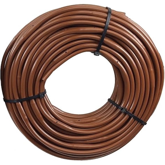 JYLP Brown 100 Foot 1/4 Inch Poly Dripline, 6 Inch Spacing 0.5 GPH Flow, Heavy Duty Drip Irrigation Tubing For Garden Lawn Watering System