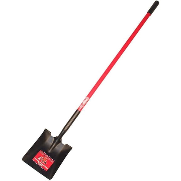 JYLP Bully Tools 60 Inch Square Point Shovel, 14-Gauge Steel Spade with Fiberglass D-Grip Handle for Digging, Soil Moving & Landscaping