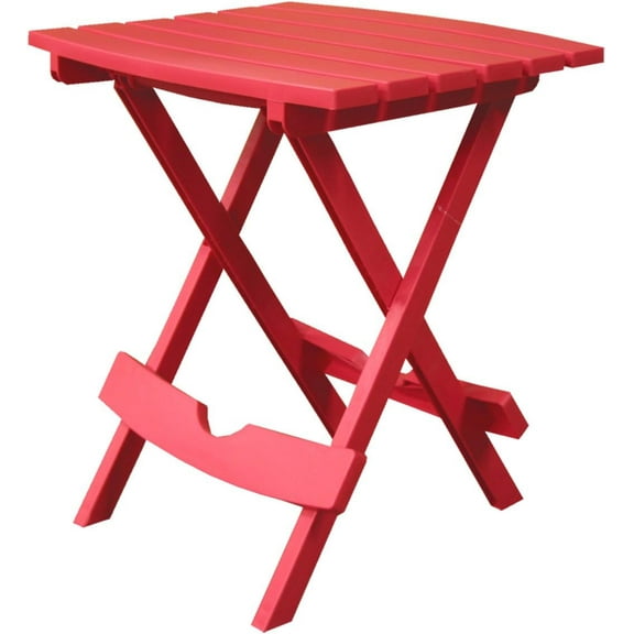 JYLP Cherry Red Plastic Side Table, Durable Weatherproof Resin Small Accent Table, Portable Compact End Table for Patio, Lawn Outdoor Use