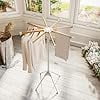JYLP Foldable Octopus Clothes Drying Rack, Freestanding Laundry Airer with 8 Bamboo Hanging Rods, 33"D x 33"W x 48.5"H for Home Balcony Bedroom