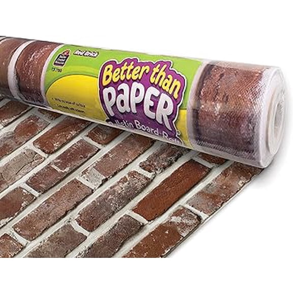 JYLP Red Brick Better Than Paper Bulletin Board Roll, 48" x 144", Wrinkle-Resistant Plastic Backdrop