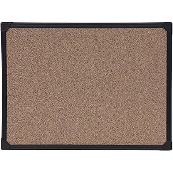 JYLP Tech Cork Board, 24" x 18", Black Aluminum Frame, Wall Mount