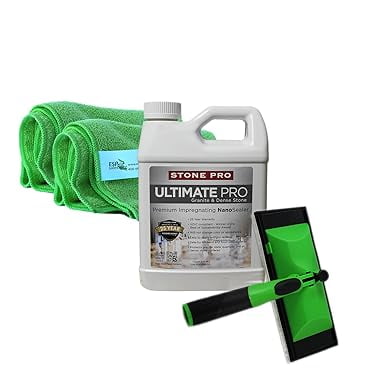 JYLP Ultimate Pro Sealer, 32 Fl Oz (1 Quart) All-in-One Bundle, Polyurethane-Based Nano Impregnating Sealer for Granite, Slate, Quartzite & Dense Stone
