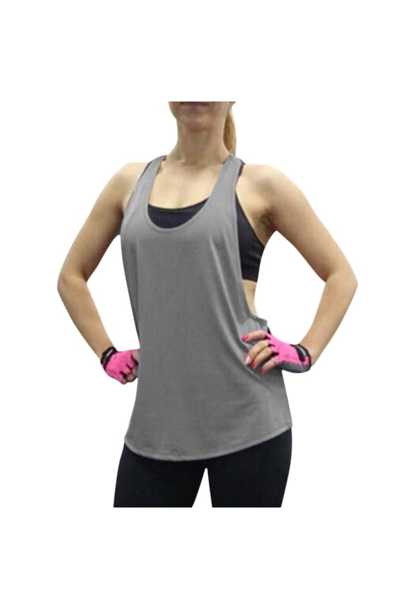 Baggy Shirts Women's Sport Vest Custom Casual Running Fitness Workout Yoga Muscle Shirt Gym Tank Top Tshirts for Women(Gray,M)