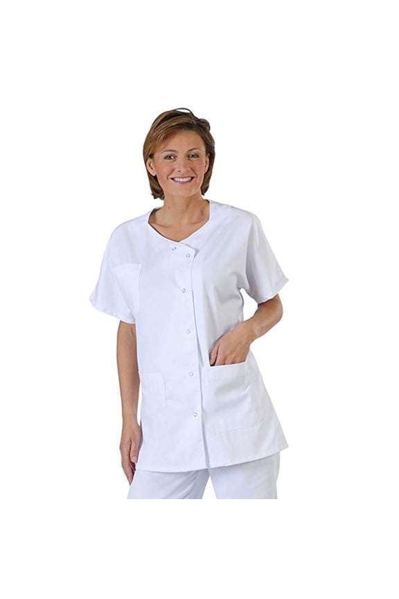 Flowy Shirts for Women Unisex Warehouse Work Wear Hospital Technician White Coat Laboratory Blouse Oversized Tee(White,XXXL)
