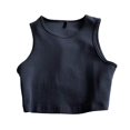 thumbnail image 1 of JYLPZYR Loose Tops for Women Summer Fashion Bm Knit Vest Gym Fitness Crew Neck Sleeveless Crop Top T Shirt Women T Shirt(A,L), 1 of 9