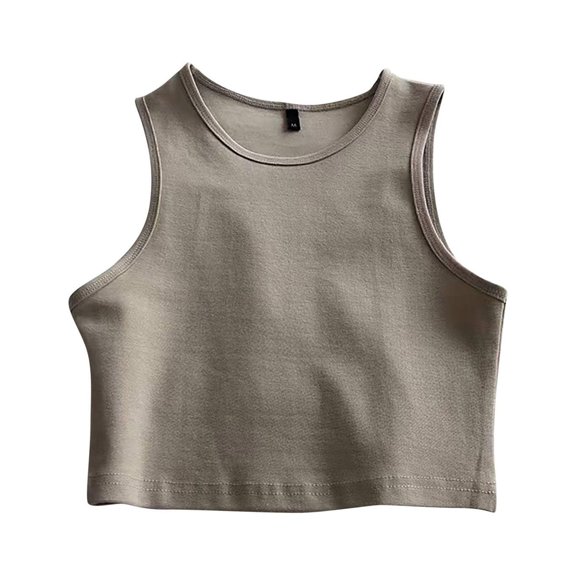 JYLPZYR Loose Tops for Women Summer Fashion Bm Knit Vest Gym Fitness Crew Neck Sleeveless Crop Top T Shirt Women T Shirt(D,XXL)