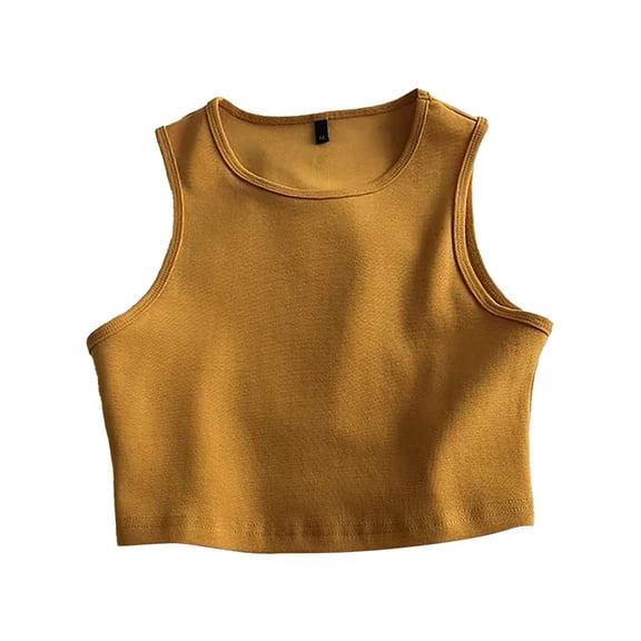 JYLPZYR Loose Tops for Women Summer Fashion Bm Knit Vest Gym Fitness Crew Neck Sleeveless Crop Top T Shirt Women T Shirt(F,L)
