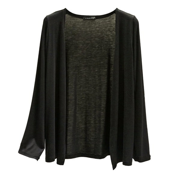 JYLPZYR Summer Tops for Women 2024 Women's Solid Color Spring and Summer New Cardigan Female Thin Long Sleeved Shawl Versatile Small Jacket Cotton Clothes (Black,XL)