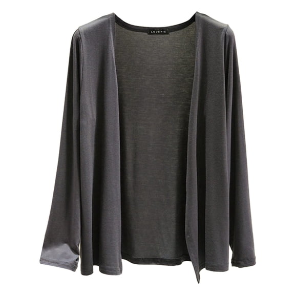 JYLPZYR Summer Tops for Women 2024 Women's Solid Color Spring and Summer New Cardigan Female Thin Long Sleeved Shawl Versatile Small Jacket Cotton Clothes (Dark Gray,XL)