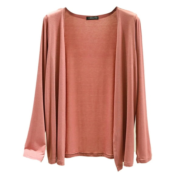 JYLPZYR Summer Tops for Women 2024 Women's Solid Color Spring and Summer New Cardigan Female Thin Long Sleeved Shawl Versatile Small Jacket Cotton Clothes (Pink,XXL)