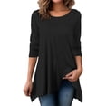 thumbnail image 1 of JYLPZYR Tshirts Shirts for Women Women's Denim Plaid Printed Zipper Long Sleeve Top Oversized Tee(Black,XL), 1 of 5