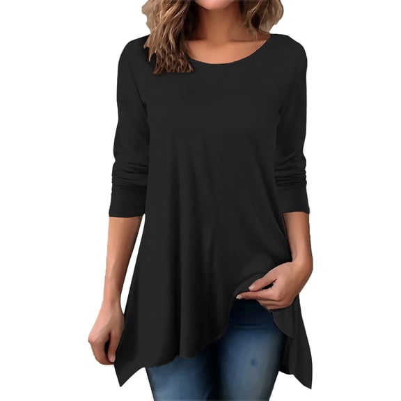 JYLPZYR Tshirts Shirts for Women Women's Denim Plaid Printed Zipper Long Sleeve Top Oversized Tee(Black,XXXL)