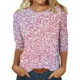thumbnail image 1 of JYLPZYR Women's T Shirt Design Three Sleeved Round Neck Fashion Top (Mint Green,XXL), 1 of 3