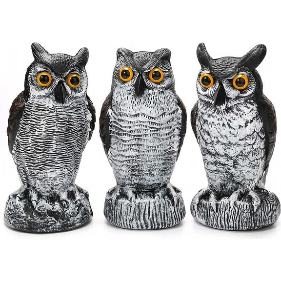 JYPS 3 Pack Fairy Garden Accessories, Fairy Garden Kit, Figurines Fairy Garden Supplies Owl Decoy to Scare Birds Away, Fake Owl Scarecrows, Pigeon Deterrent, Plastic Owl Statue for Outdoor Garden Yard