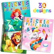 JYPS 3PCS Sticker Paint Books for Kids Ages 4-10,Unicorn Mermaid Animals Designs Paint by Stickers,Sticker by Numbers, Christmas Birthday Gifts for Girls 4-10,Create 30 Pictures One Stickers at A Time