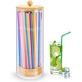 JYPS Acrylic Straw Holder Dispenser for Counter with 100 Colorful