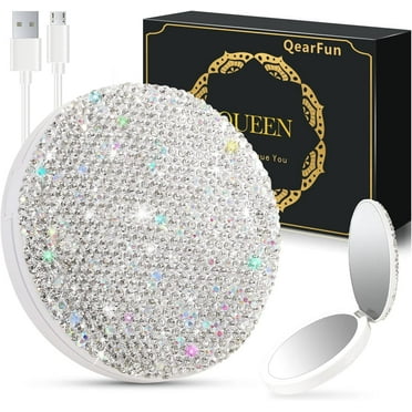 JYPS LED Lighted Compact Mirror,Bling Portable Travel Makeup Mirrors,3.5 inch Mini Pockets Mirror