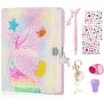 thumbnail image 1 of JYPS Mermaid Diary with Lock and Keys,Tie-Dye Fuzzy Journal with 160 Lined Pages,Fluffy Secret Notebook for Writing and Drawing,Pink, 1 of 7