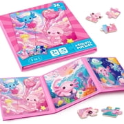 Magnetic Jigsaw Puzzles for Toddlers Kids 3-8 Girls,Travel Puzzles Toys for Kids Ages 4-6,Take-Along Car Airplane Road Trip Activities Game for 3 4 5 6 7 8 Year Old Birthday Gift,Axolotl