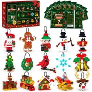 JYRUE Christmas Ornaments Building Set, 15 Pack Mini Building Block Blind Bags, Santa, Tree, Wreath & Gingerbread Man, Party Favors & Stocking Stuffers for Kids Ages 6+