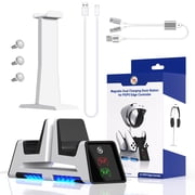 JYS 3-in-1 Magnetic Dual Charging Dock for PS5 Elite Controller - PS5 VR2 Controller & Headset Storage Station, Fast-Charging Base with Anti-Slip Design, Compatible with All PS5 Controllers